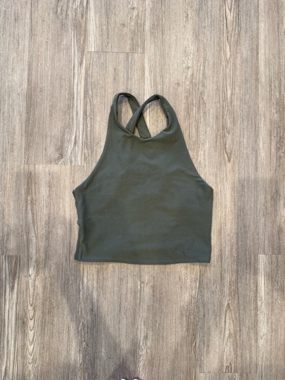 Abercrombie & Fitch Olive Green Racerback Cropped Tank Top